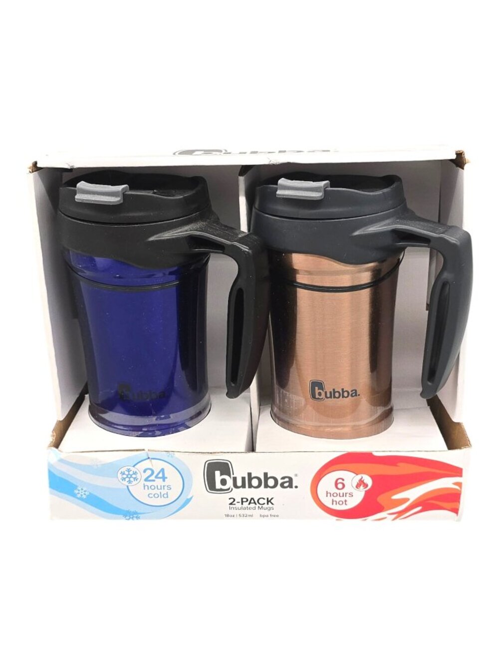 Bubba 2-Pack 18oz Insulated Travel Mugs BPA-Free Sweat-Resistant Dishwasher Safe